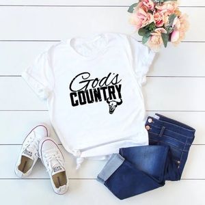 White ‘God’s Country’ Inspiring Quotes Graphic Tee Tshirt Women